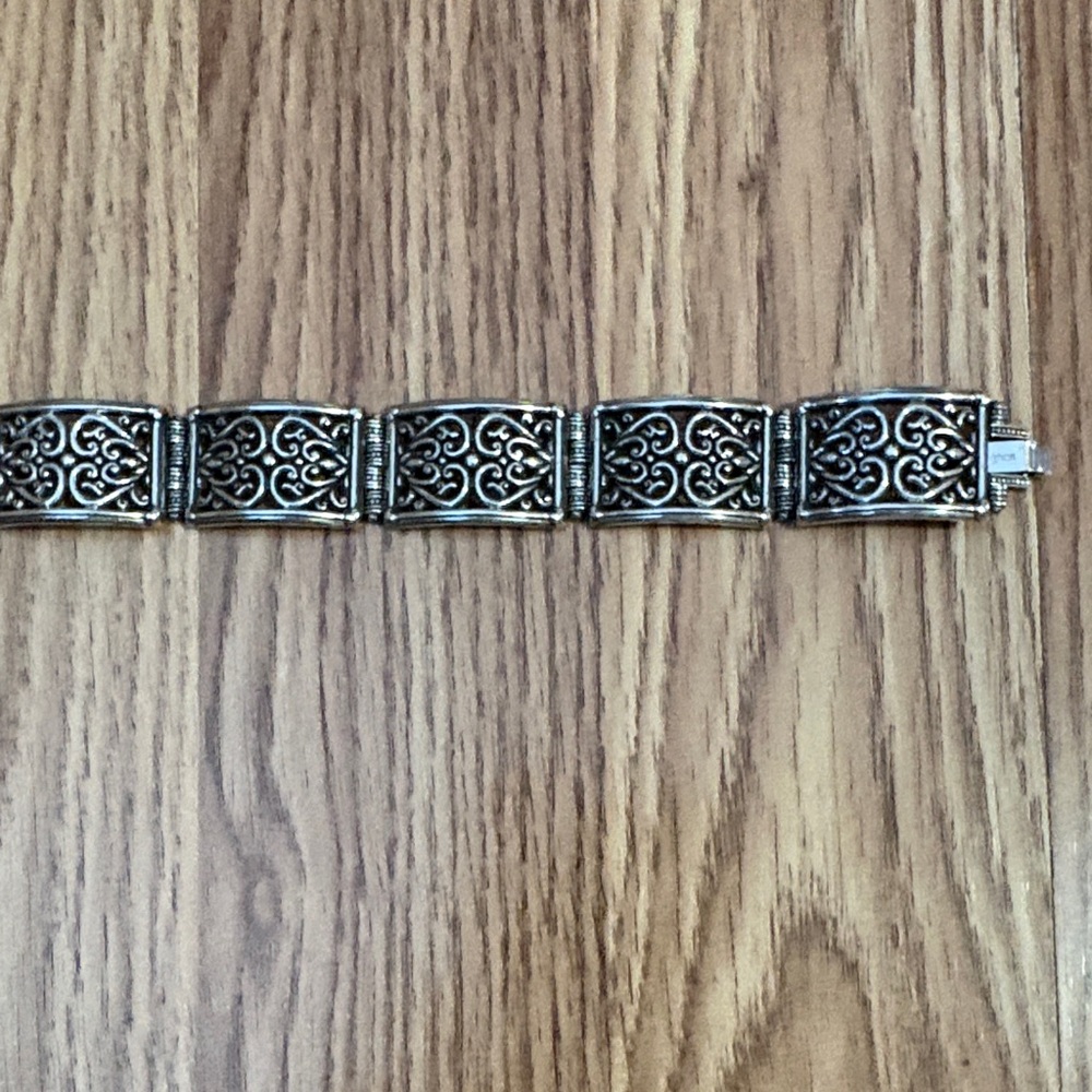 BRIGHTON HEART SCROLLED SILVER-TONE 7" BRACELET - Picture 2 of 12
